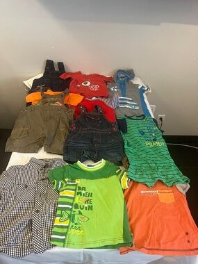 Bundle with GAP Toddler Button-Up Shirt, overhalls , t shirts for summer